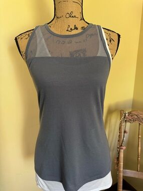 Victoria's Secret Charcoal Gray Mesh-Yoke Tank Top